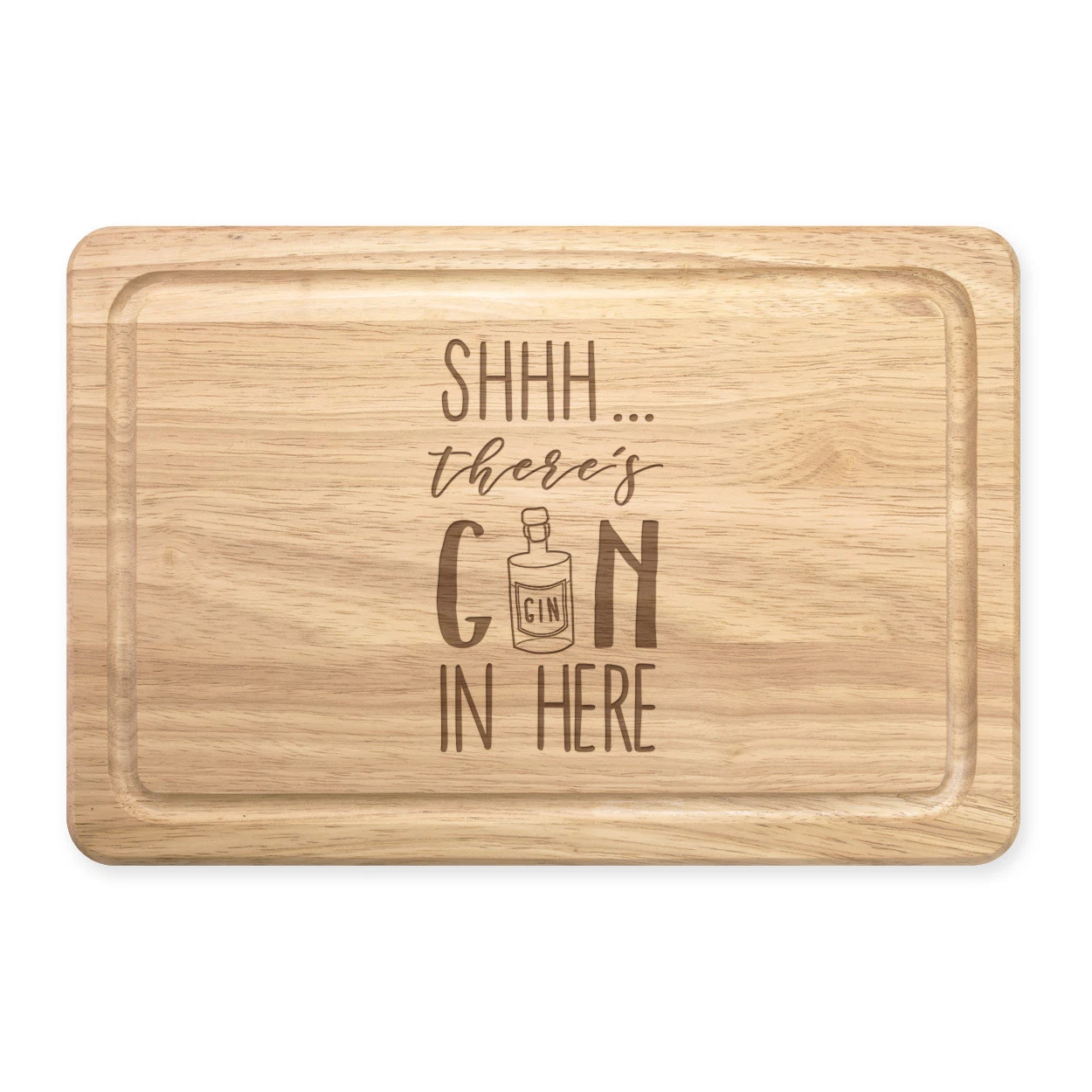 Shhh There's Gin In Here Rectangular Wooden Chopping Board - Funny Tonic