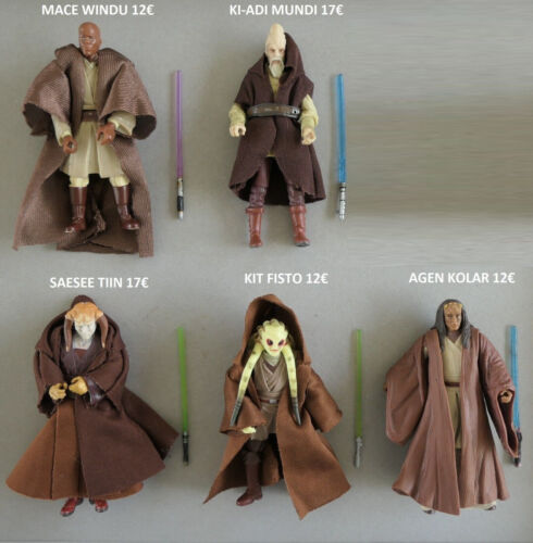 Lot 5 figurine Star Wars 3.75 Jedi Ki-Adi Mundi Saesee Tiin Kit Fisto Mace Windu - Photo 1/1