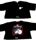 Hooters Uniform L Crop Top Biker Shirt Tamara Pantyhose slouch socks Nametag  — photo 3