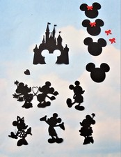 Die Cut disney castle mickey minnie mouse x 10 black topper scrap booking