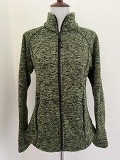KERRITS Women's Size S Marled Green Full-Zip Mock Neck Jacket / Pockets