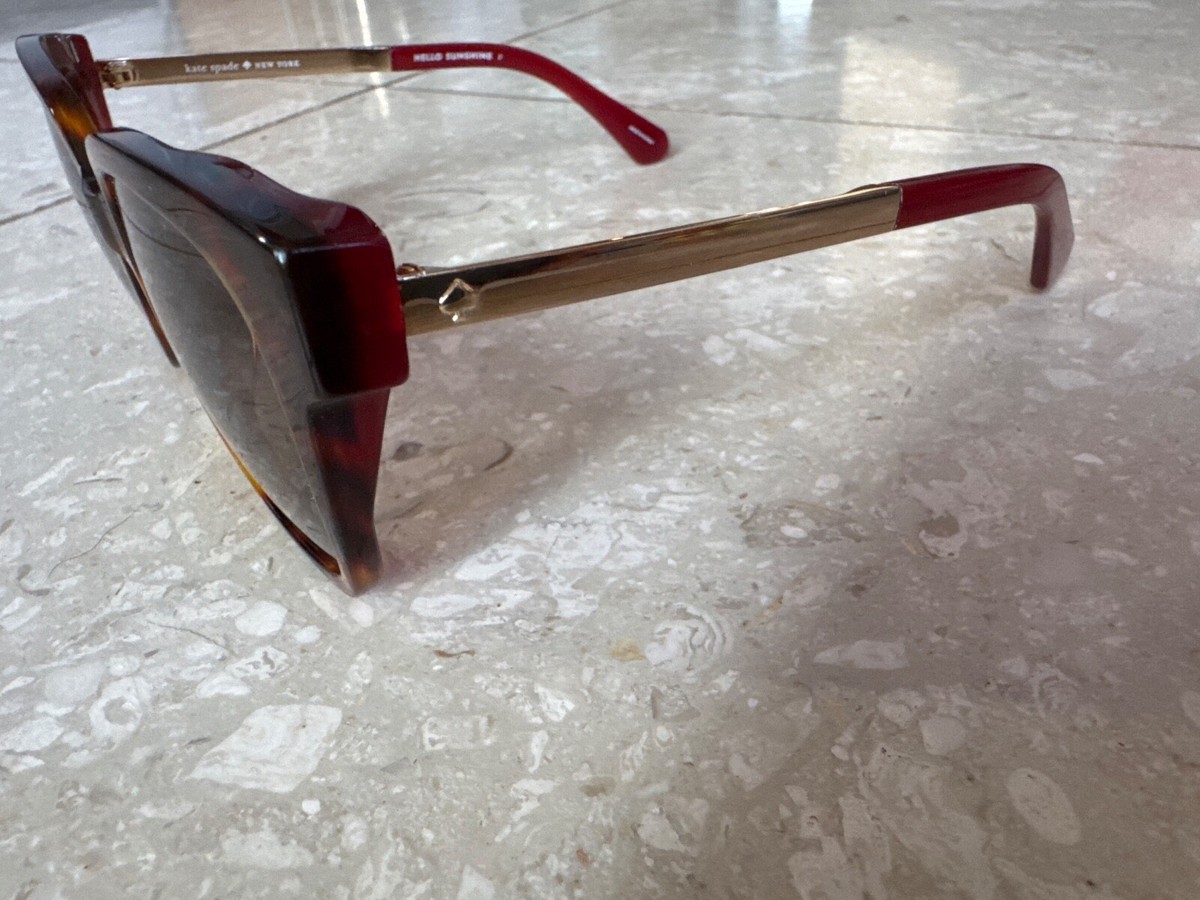 Kate Spade Caelyns Sunglasses Womens Tortiseshell Dark Havana Burgundy Kate Spade Plastic Womens Square Sunglasses Carmel Tortoise  main image 4