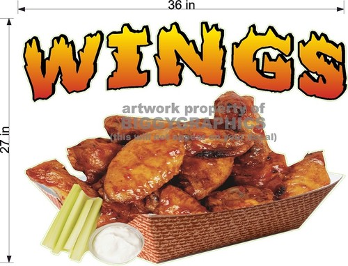 CHICKEN WINGS FUN FOOD VINYL DECAL (CHOOSE A SIZE) STANDS BOARDWALK SHOPS - Picture 6 of 6