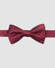 $50 Ryan Seacrest Distinction Mens Red Adjustable Pindot Silk Self Tie Bow Tie