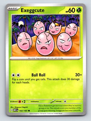 Basic Exeggcute HP 60 Ball Roll Attack Grass Rarity Green Background