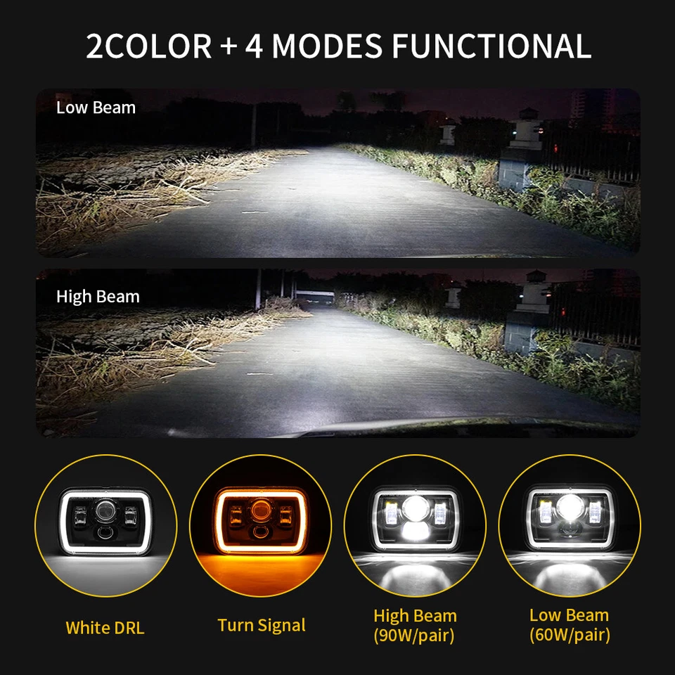 Par de faros LED Ramcharger de 5x7" 7x6" para Dodge W150/250/350 D100/150/250/350 Foto 3 de 4