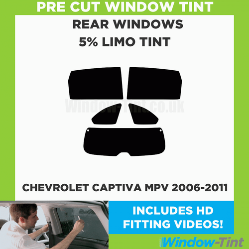 Pre Cut Window Tint for Chevrolet Captiva MPV 2006-11 5% Limo Black Rear Film - Picture 2 of 10
