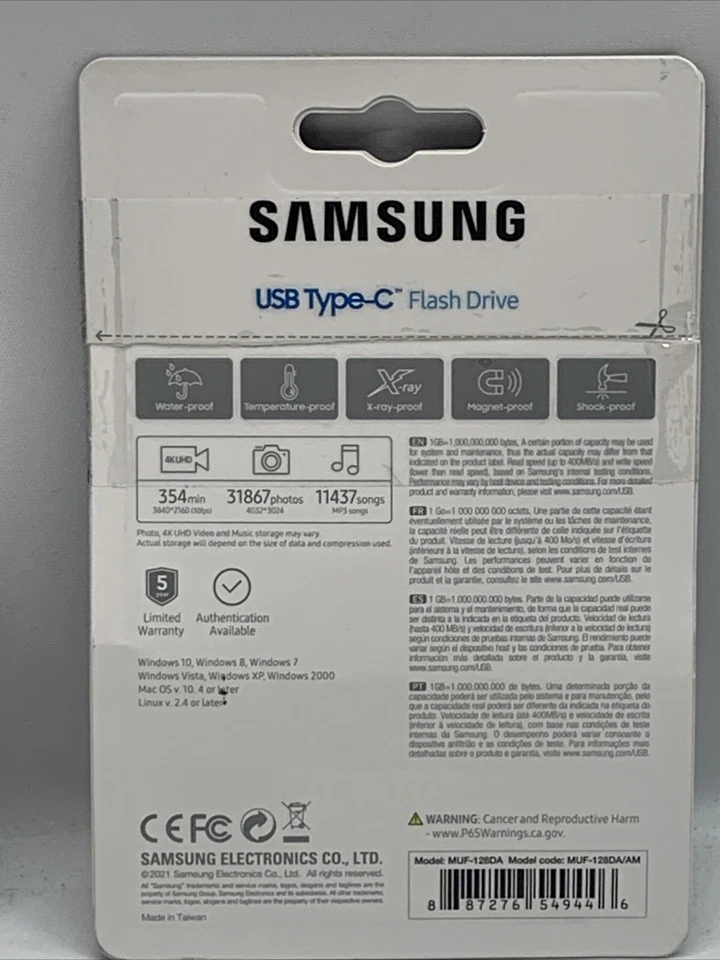Samsung MUF-128DA/AM Usb 128g|Samsung Muf-128da/am Flash Drive Tipo C Lote de 3 Foto 3 de 4