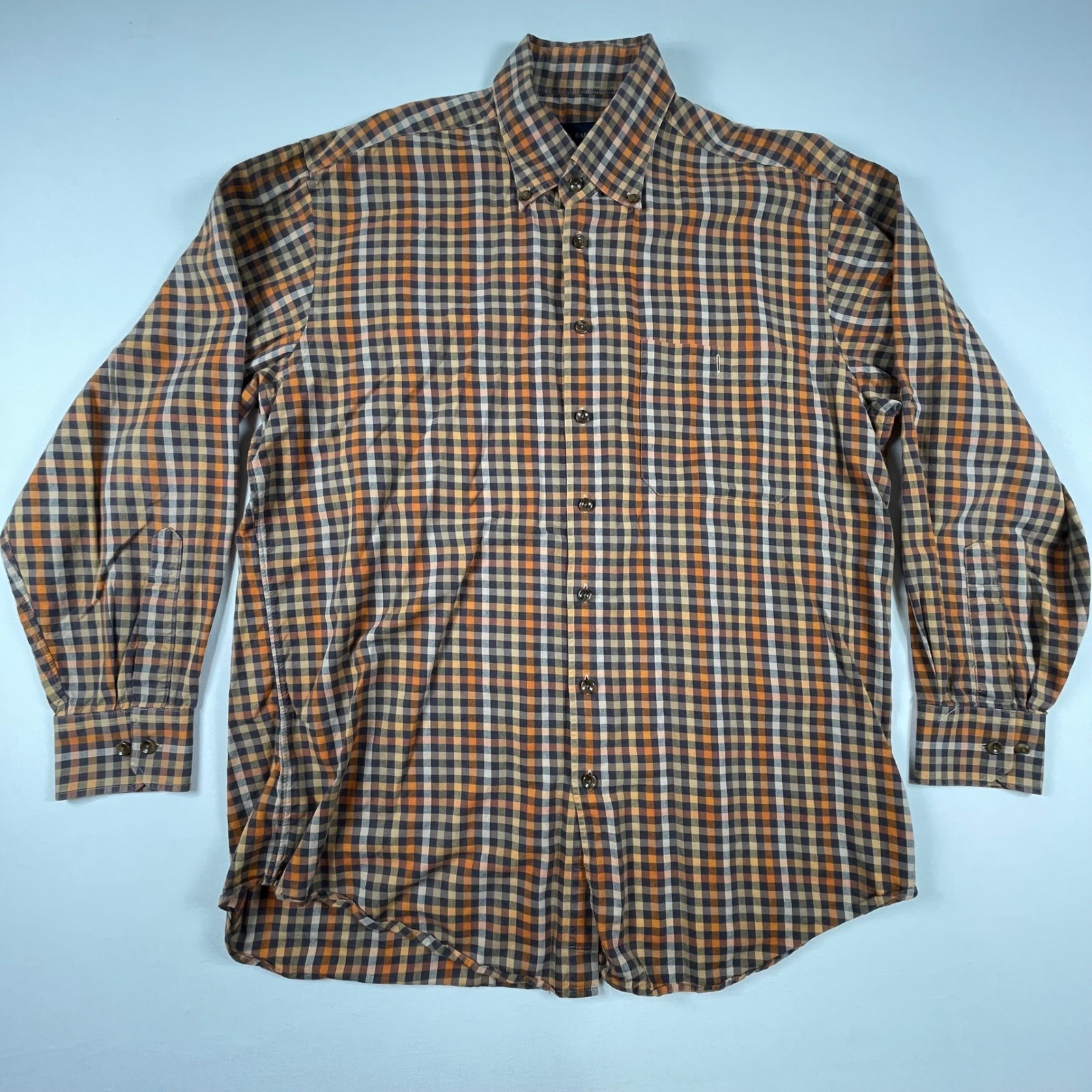 Scott Barber Plaid Button Down Long Sleeve Cotton Shirt Casual Large Lot of 2