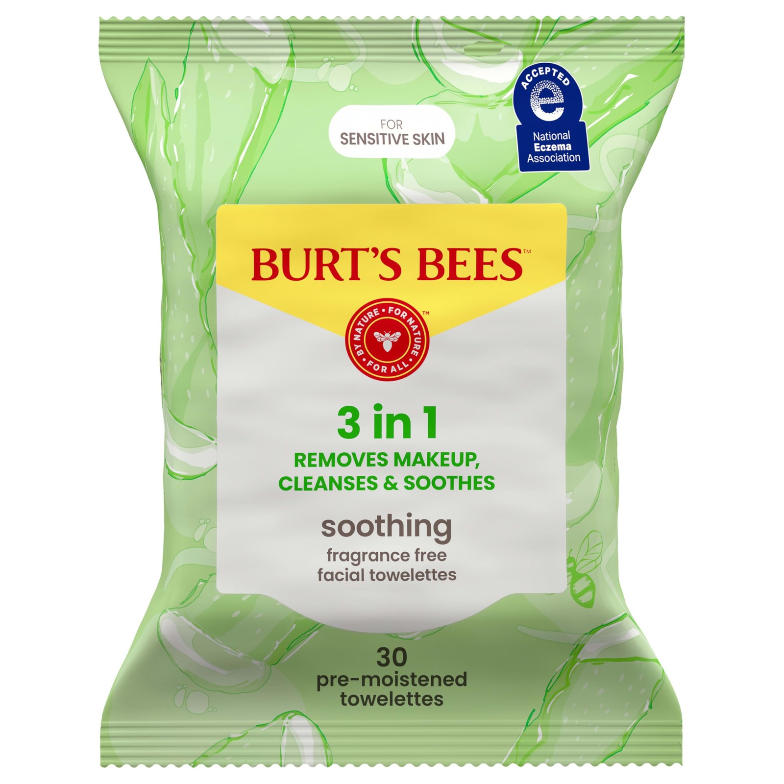 Burts Bees Facial Cleansing Towelettes 30 count (Pack of 1), Sensitive Skin