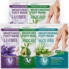 Moisturizing Foot Mask 5 Pack,Hydrating Foot Masks for Dry Cracked Feet,Moisturi