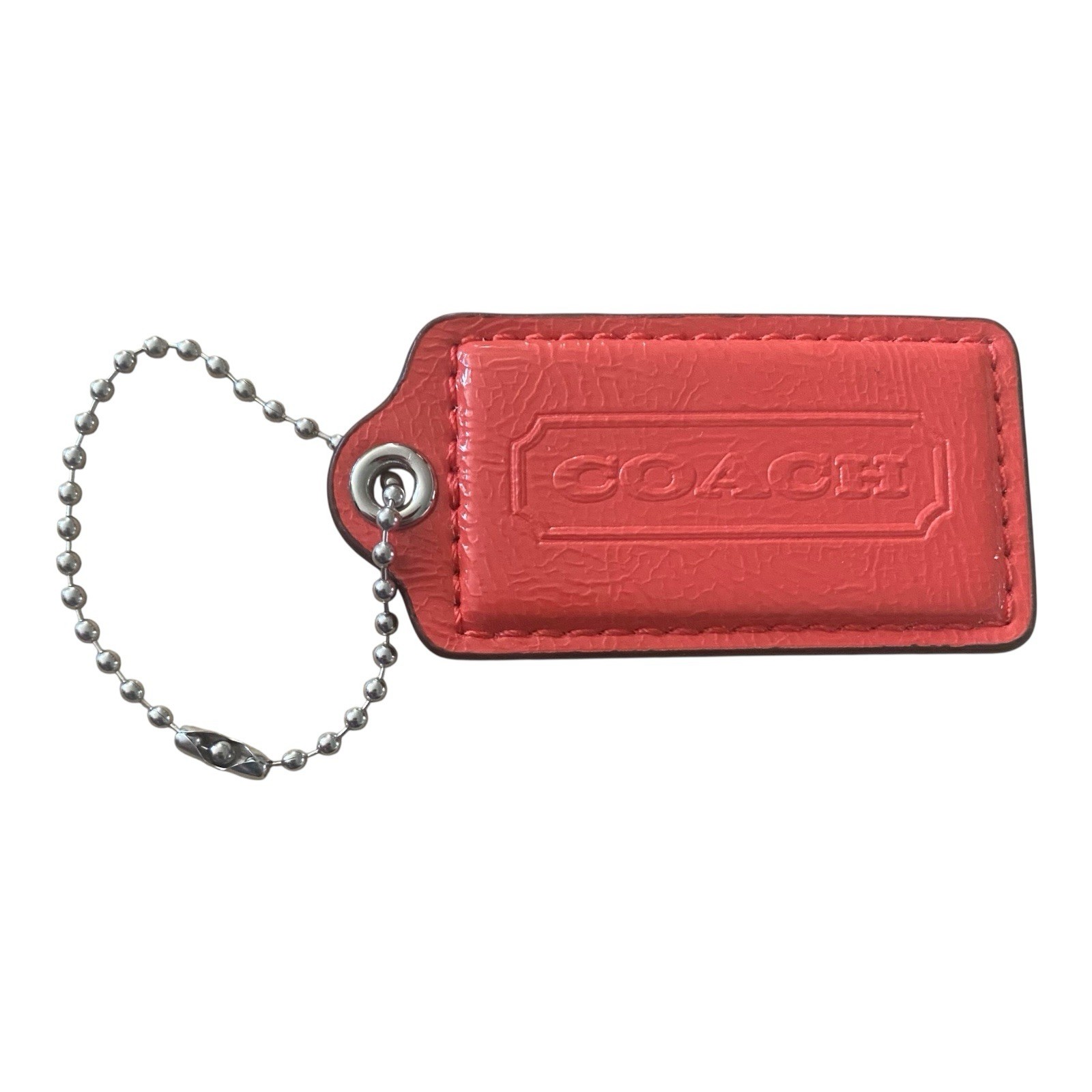 Salmon Pink Leather Coach Keychain Charm