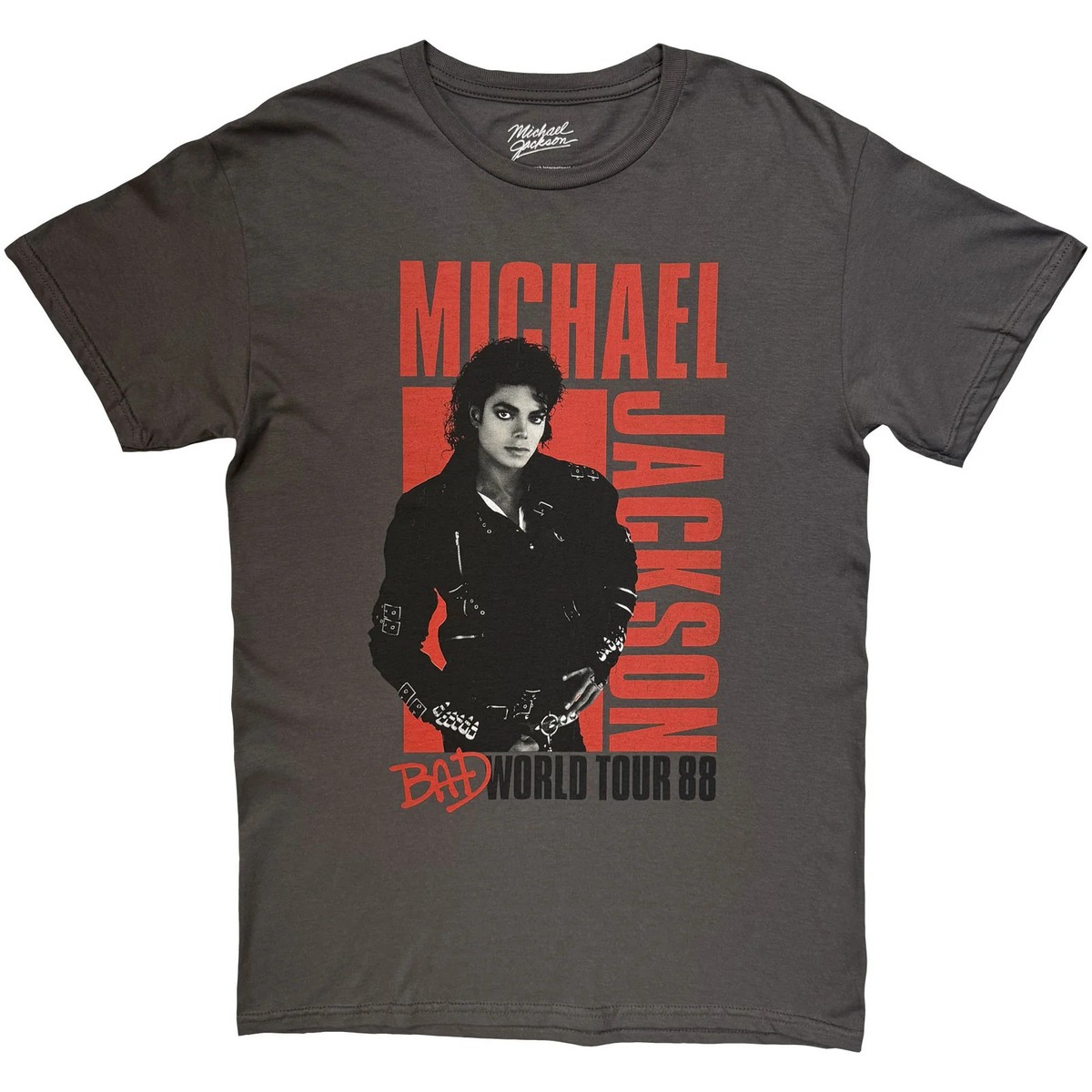 Michael Jackson T-Shirt: Bad World Tour '88 (Charcoal Grey) (Back