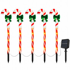 5-Pack Solar Christmas Candy Cane Lights Solar Pathway Lights Xmas Decorations