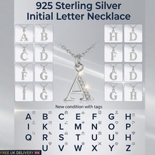 925 Sterling Silver Initial Letter Necklace or Pendant Gift Present Charm UK