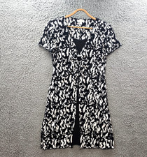 Vintage Dressbarn Womens Bodycon Dress Size 10 Black White Pleated Stretch Knit