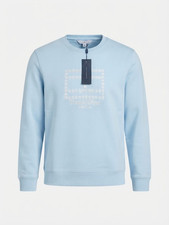 NWT Tommy Hilfiger Women's Breezy Blue Embroidered Logo Crewneck Sweatshirt M