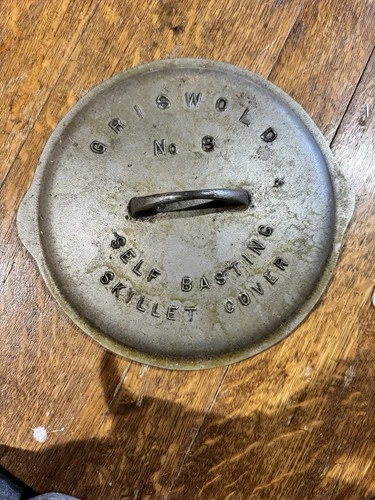 GRISWOLD #8 Cast Iron Skillet  Lid Large Block Logo Seasoned #558 A