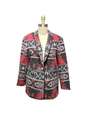 David Paul Vintage Blazer Womens Sz M Aztec Blanket Jacket Made USA Southwest
