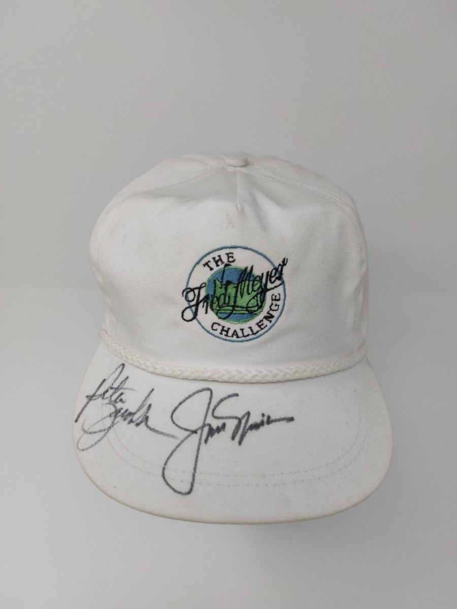 Vtg Jack Nicklaus Signed Fred Meyer Challenge Strap Back Hat Cap Peter Jacobsen View 2