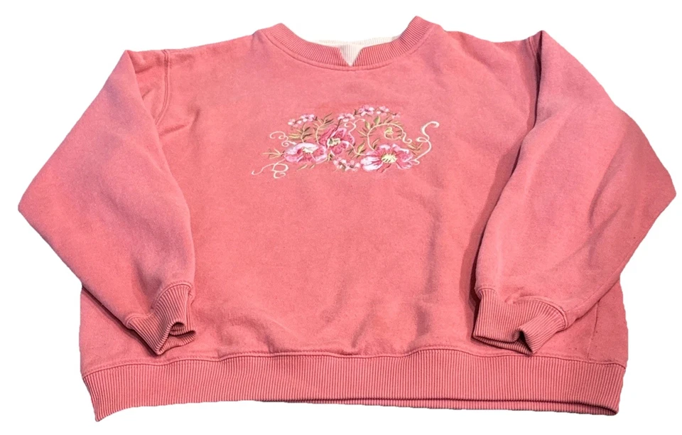 Sudadera Rosa Shenanigans Floral Bordada Cuello Dbl Granny Core Años 90/Y2K Foto 2 de 4