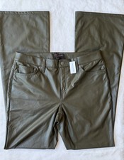 NWT Banana Republic Vegan Leather Olive Green Boot Cut Pants