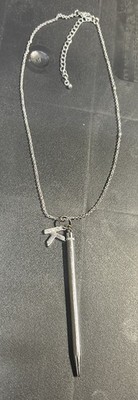 Vtg Telescopic Pencil Retractable 3.5  Pendant Fob Charm Silver Tone Twist JAPAN