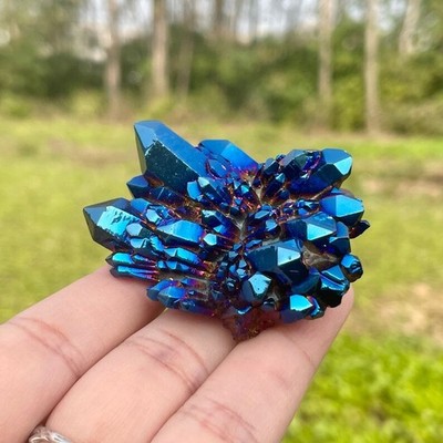 Rainbow Aura Quartz Crystal Raw Titanium Cluster Healing Reiki Home Decor Gift