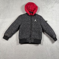 Air Jordan Jumpman Kids Puffer Jacket Black Speckle Red Lined Size S 8-10 Years