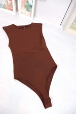 Zara Polyamide Bodysuit chocolate stretch brown UK8 t-shirt top sleeveless