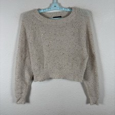 Express Womens Sweater Sz XS Long Sleeve Crew Neck Solid Shiny Excellent