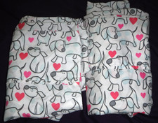 Lot of 2 Standard Pillow Case Double Sided Dog with Pink Heart White Grey