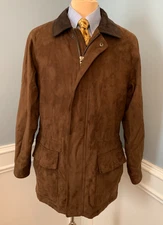 Claiborne Jacket Mens M Faux Suede Stadium Barn Chore Utility Quilted Vegan Coat