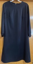 Vintage 60's Classic Little Black Shift A Line Dress, Polyester, Below Knee, EUC