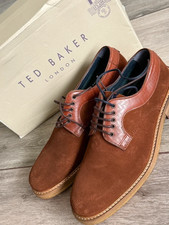 TED BAKER MEN'S TAN BROWN "GRUUE" BROGUE LACE UP SHOES - UK 9 (43) - NEW & BOX