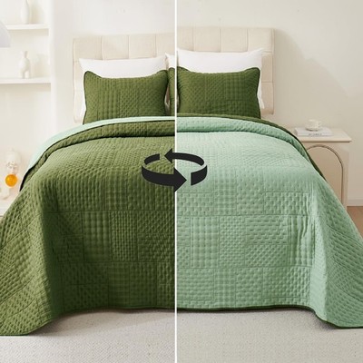 Cmfshape Reversible Queen Quilt Set - Lightweight Summer Bedspread for Queen Bed