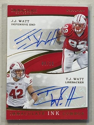 JJ Watt / TJ Watt 2019 Immaculate Collegiate /10 Gold Dual Autograph Auto Combos