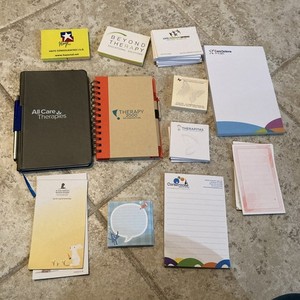 Random Lot Of Sticky Notes, Note Pads, pens, pop it, first aid kit, And Journals
