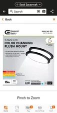 Commercial Electric 15" Black New Ultra-Low Profile LED Flush Mount 5CC (2-Pack)