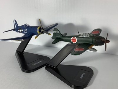 #ad WWII Pacific Fighters Diecast Model Aircraft Pair – F 4U Corsair amp; A6M5 Zero GBP 16.68