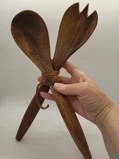 Wooden Salad Server Fork And Spoon