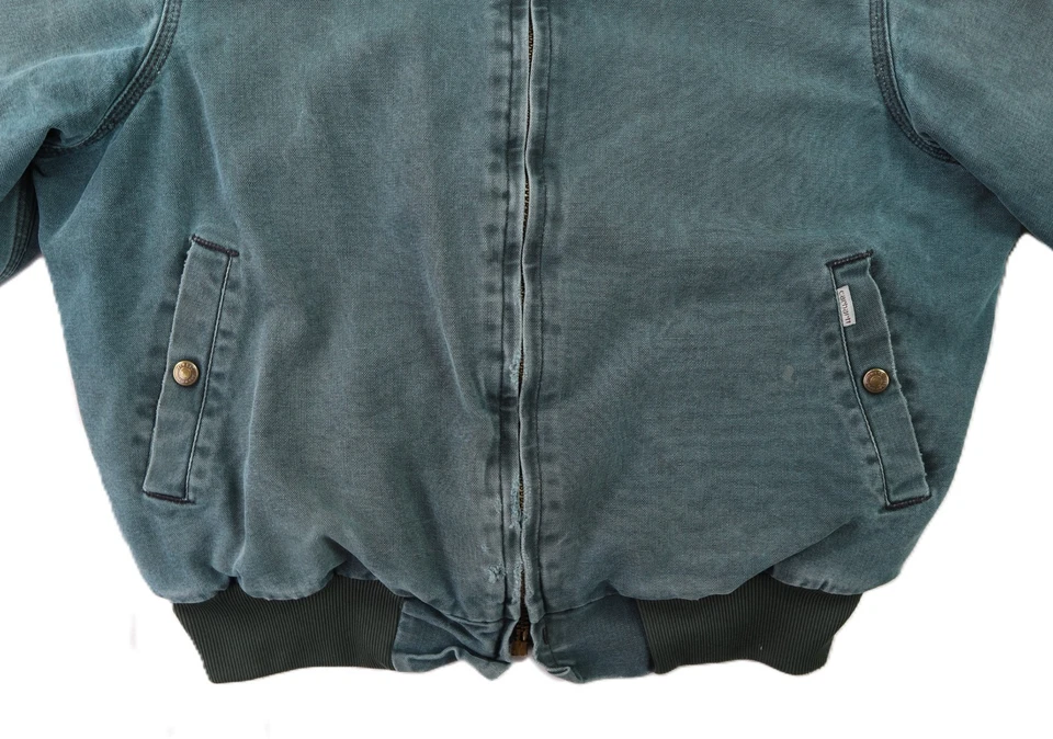 VTG 90s CARHARTT J14 JQ1643 Men's Hunter Green Santa Fe Flannel Lined Jacket - Image 2 of 4