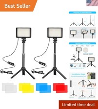 Versatile 5600K Dimmable USB LED Lights - Includes Mini Tripod Color Filters