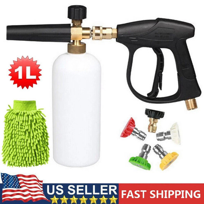 #ad Pressure Washer Gun with Snow Foam Cannon 1L Soap Bottle amp; Spray Jet Nozzle $22.88