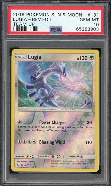 2019 Pokemon Sun & Moon Team Up Lugia Reverse Foil Holo #131 PSA 10 GEM MINT