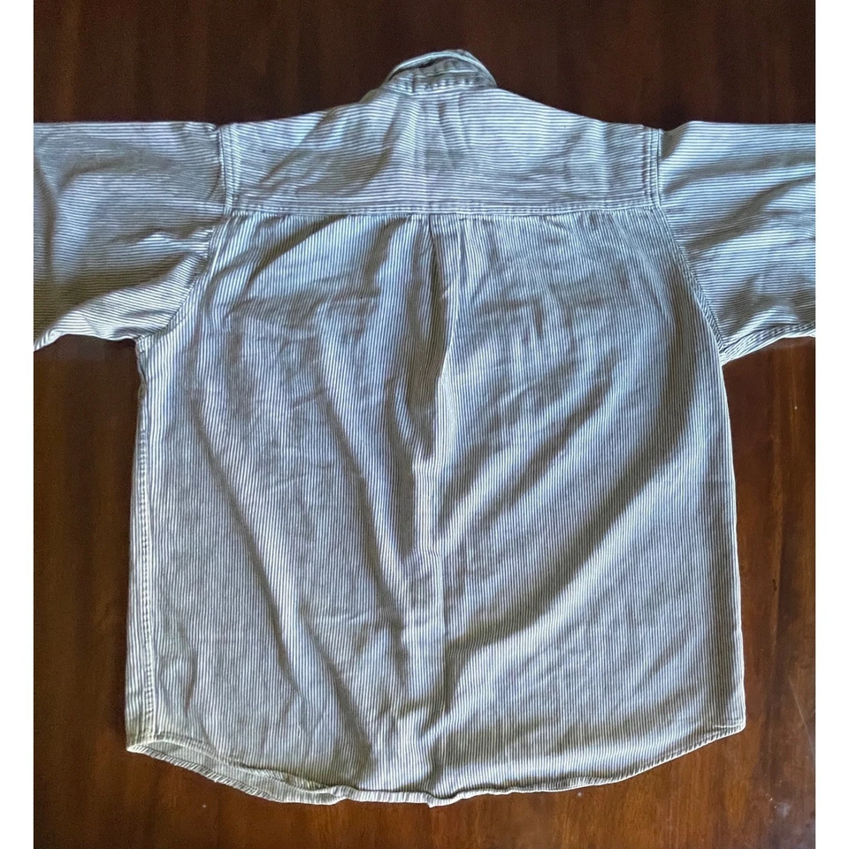 Vintage KEY Imperial Striped Button Up Work XL Shirt Mens Blue White Has stains - Image 4 of 4