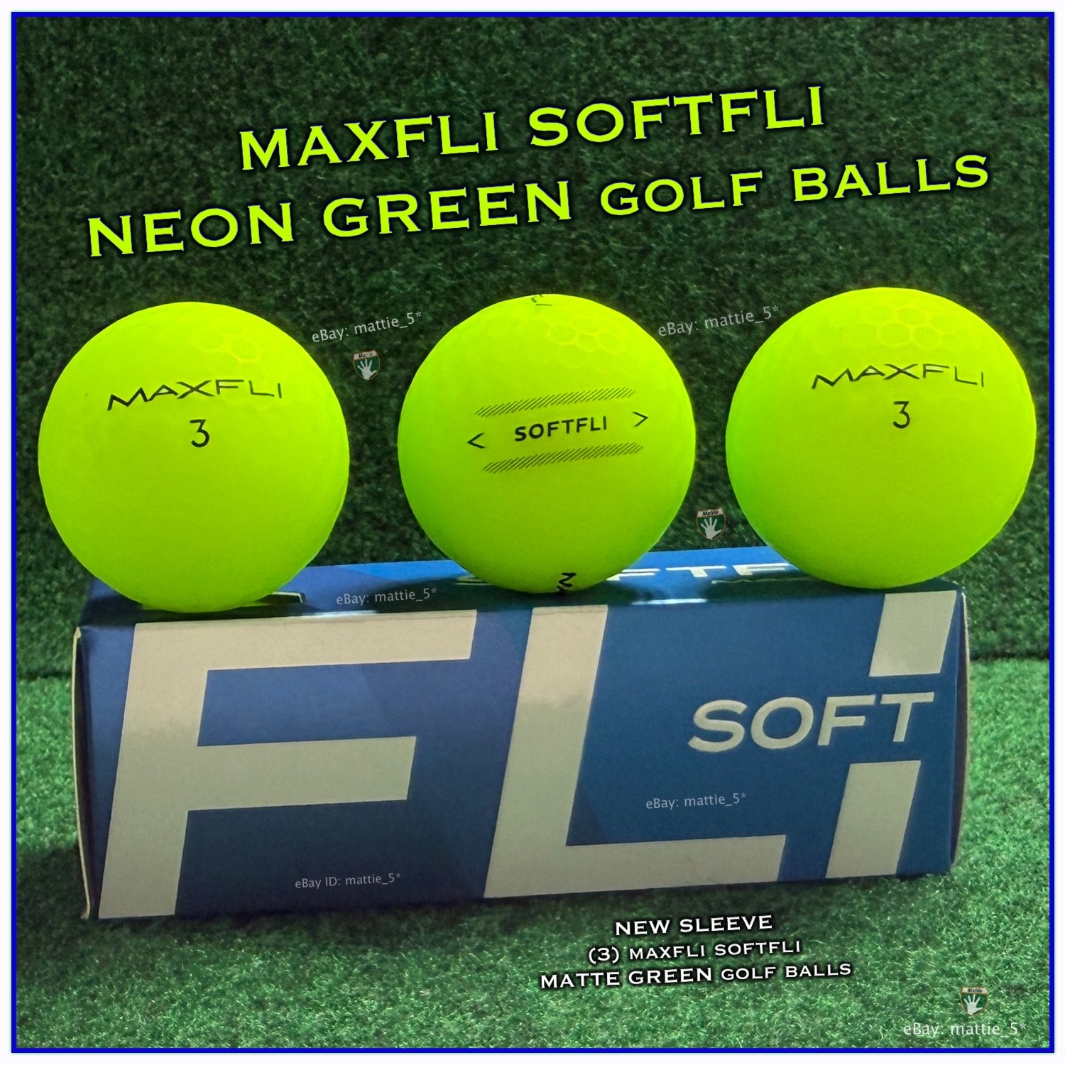 Balls - New Sleeve - 3 Matte Green Golf Balls