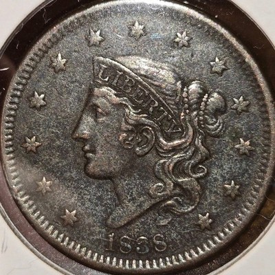 1838 Large Cent Coronet Head US One Penny | eBay