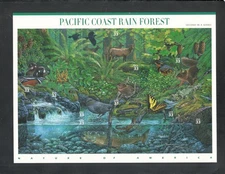 Sc # 3378 ~ Full Pane ~ 33 cent Pacific Coast Rain Forest Issue