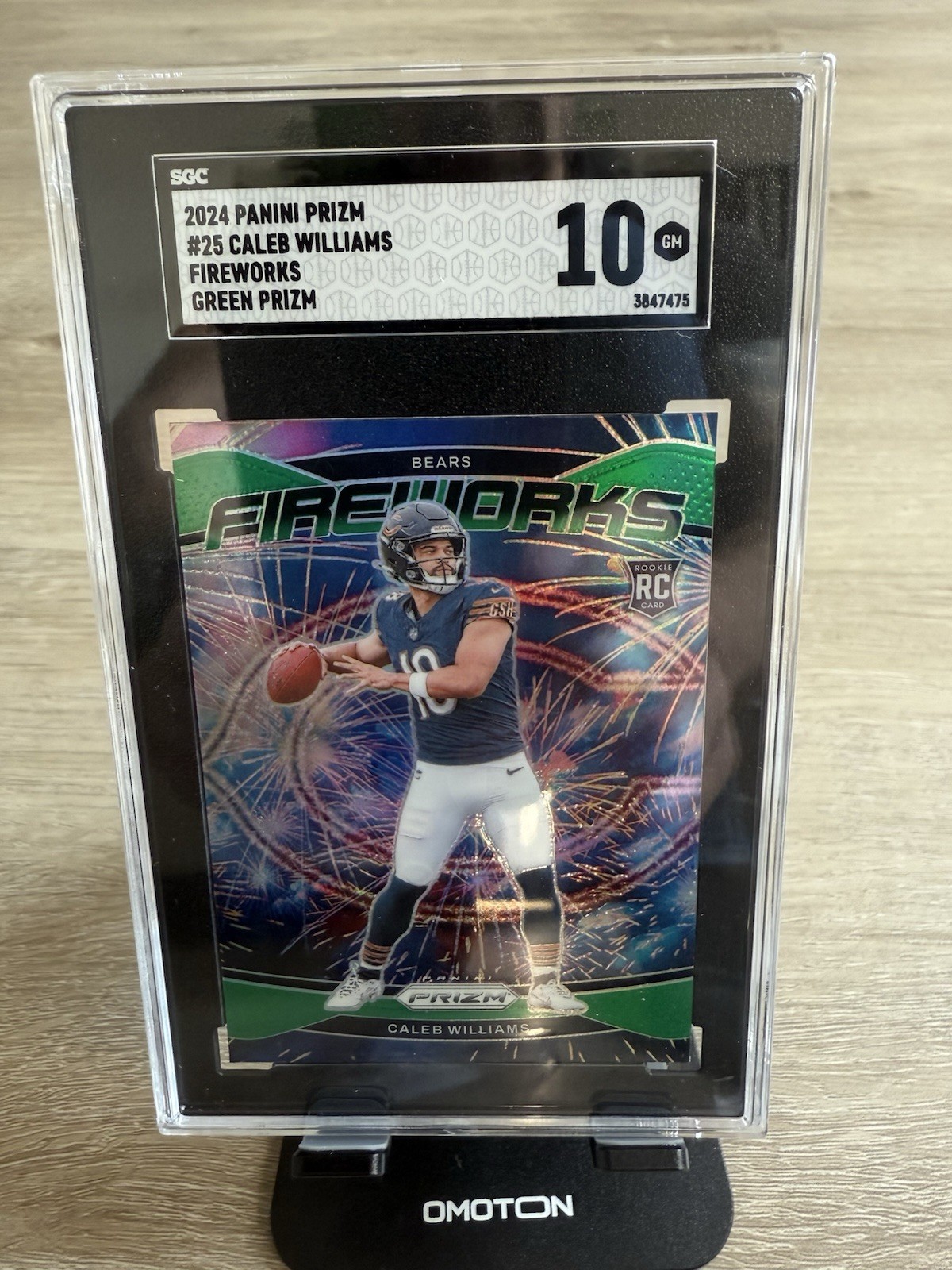 2024 PANINI PRIZM FIREWORKS GREEN ICE PRIZM #25 CALEB WILLIAMS ROOKIE RC SGC 10